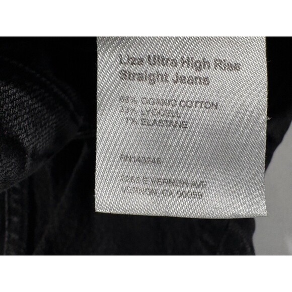 REFORMATION Liza Ultra High Rise Jeans Womens Black Straight Leg Stretch Sz 25 - Picture 7 of 11